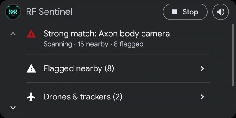 Android Auto home screen with the threat headline