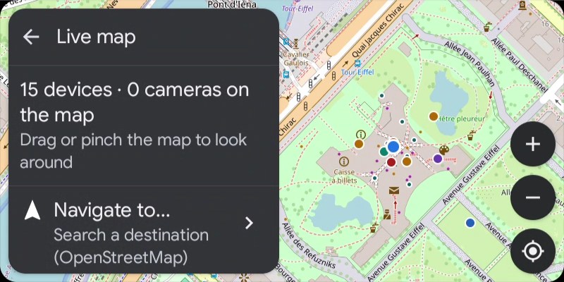 Android Auto live map with the devices around you